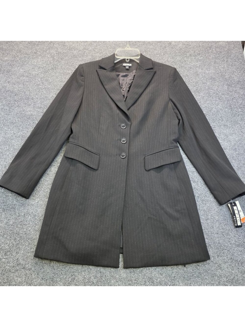 Vintage Epic Pinstriped Overcoat Blazer Sze 12P Black Deadstock Capsule Academia